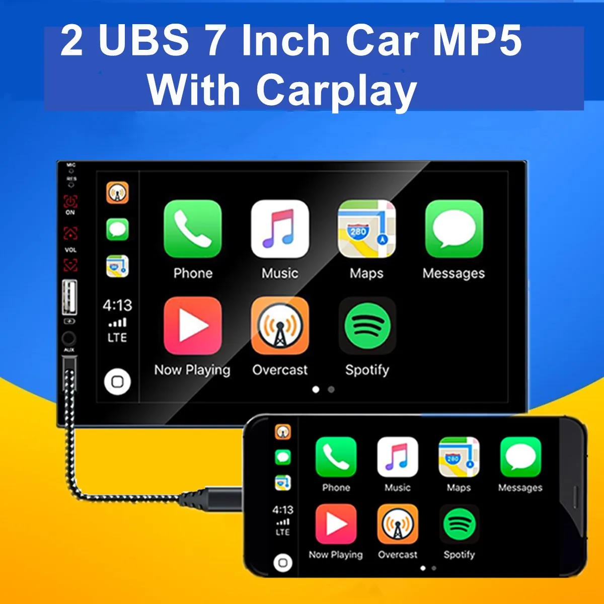

X2 2 Din 7 "Touch с Carplay 2 USB TF ISO стерео Система головное устройство Автомобильный MP5-плеер