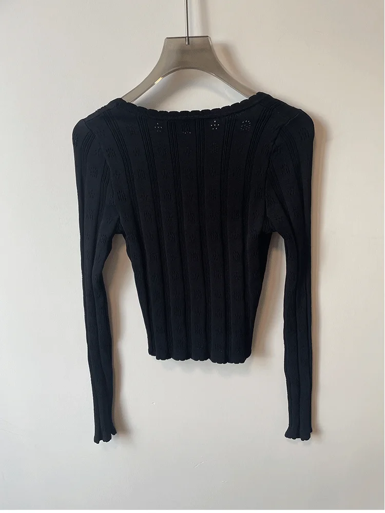  23 осенняя новая одежда King Black Letter вязаная женская рубашка с длинными рукавами и