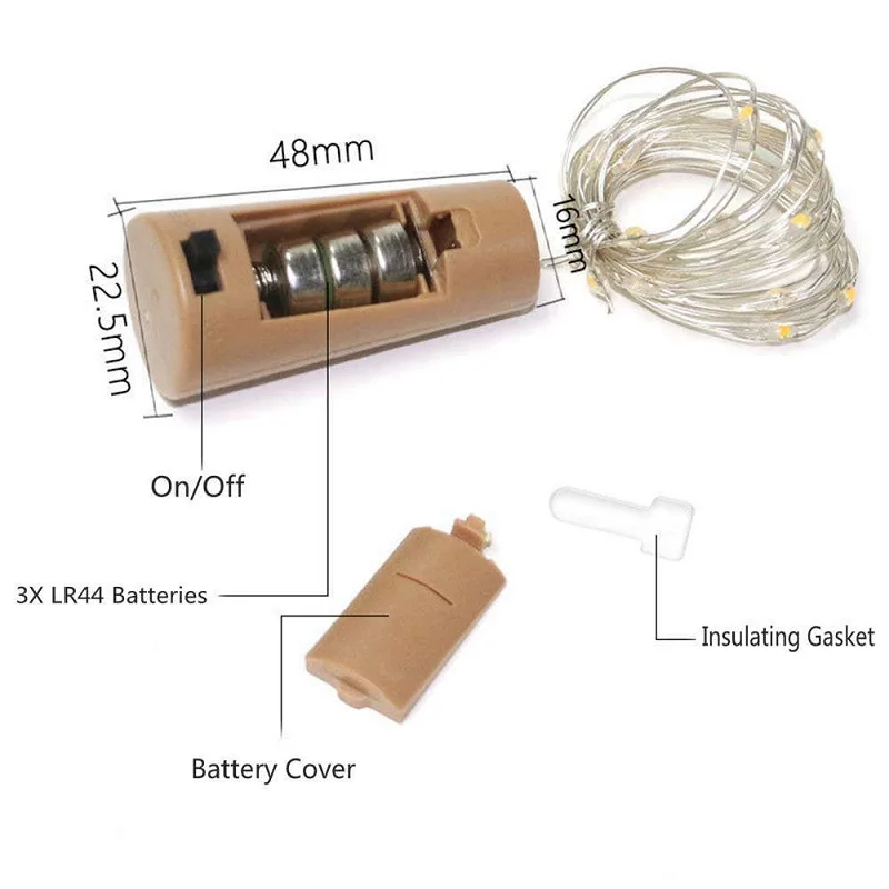 10 шт./партия светодиодная Рождественская гирлянда из медной проволоки 1 м 2 3 10/20/30