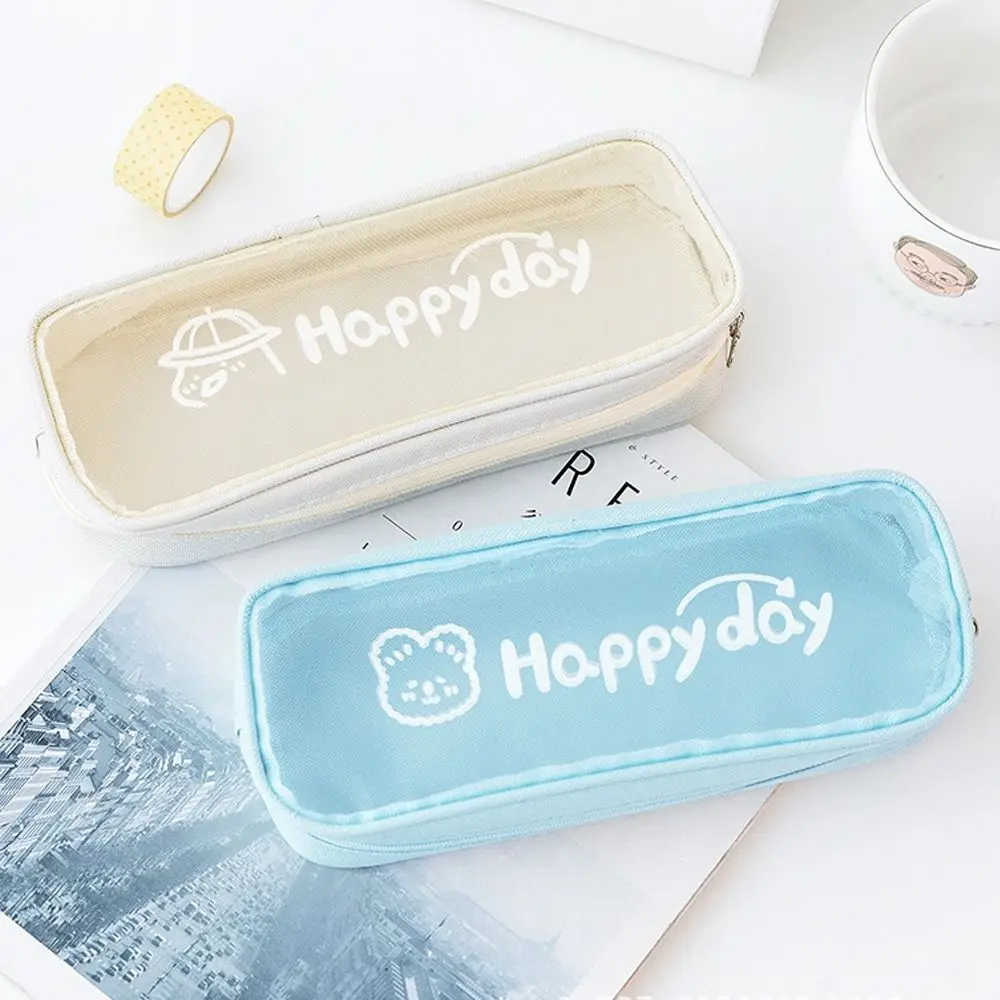 

Transparent Pencil Bag High Quality Multi-function Portable Pen Bag Large Capacity Nylon Stationery Pouch Student