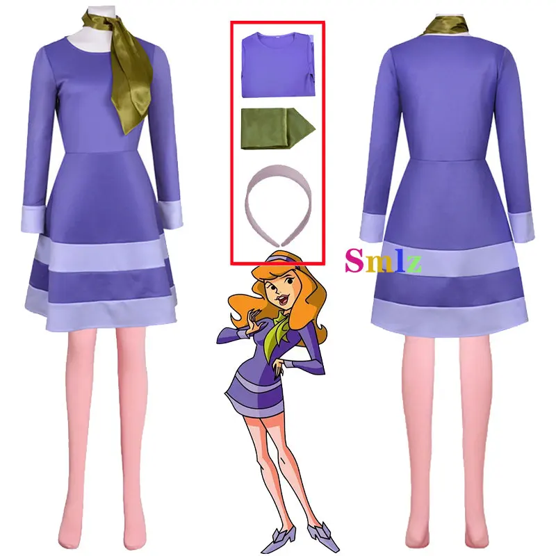 

Anime Daphne Blake Cosplay Dresses Costume Scooby Cartoon Doo Where Are You Woman Dress Halloween Carnival Outfits