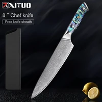 xituo new 8 inch chef knives 67 layer damascus steel cut vegetable meat kitchen utility cooking tools abalone shell handle gift