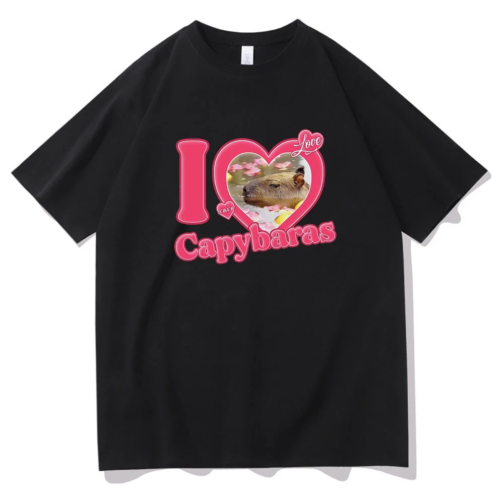 

I Love Capybaras Print Men Women Fasion Casual Loose T-sirts Crew Neck ip op Man Funny Tsirt Male Tee Sirt Male Streetwear