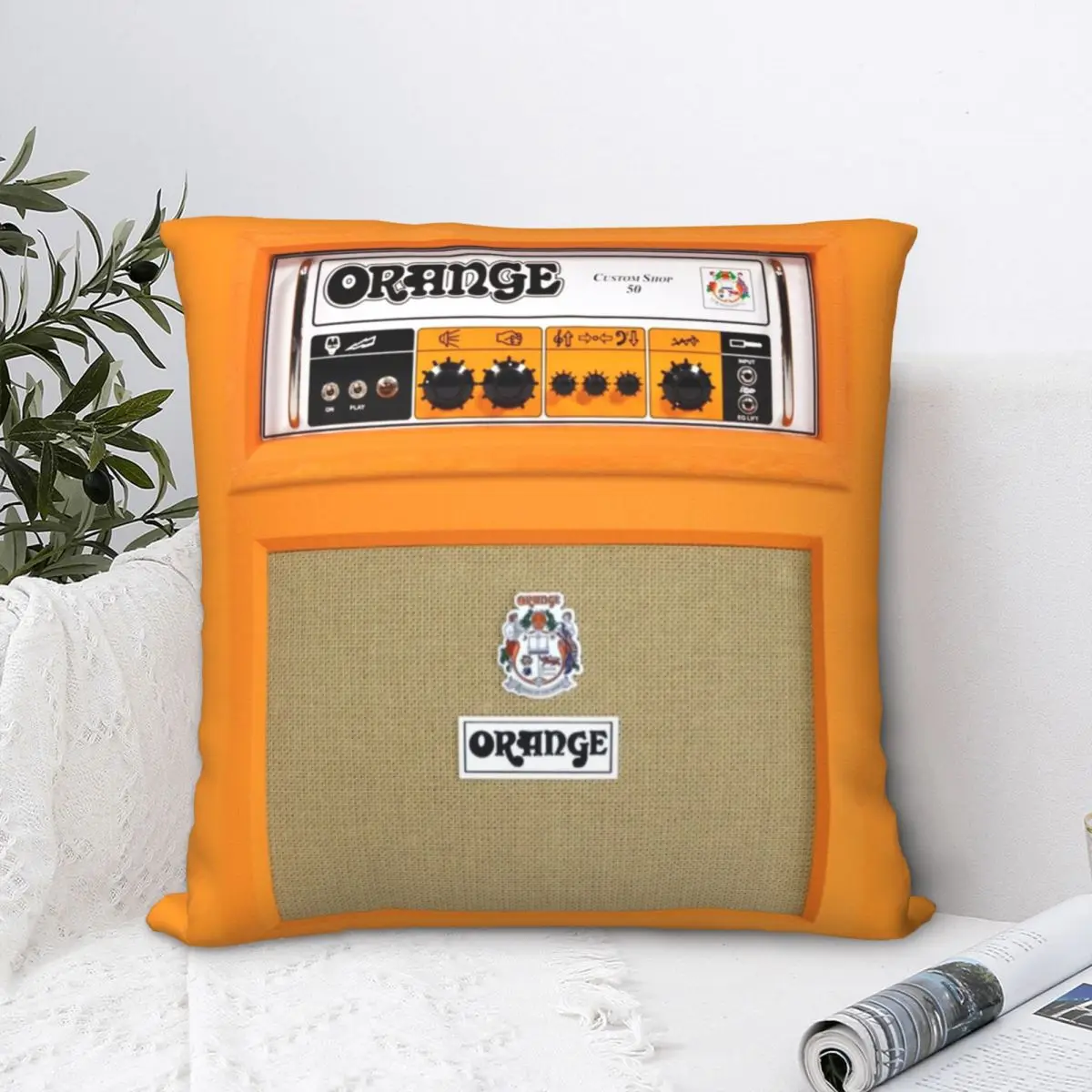 

Orange Color Amp Amplifier Square Pillowcase Cushion Cover Decorative Pillow Case Throw Pillow cover for Home sofa Living Room