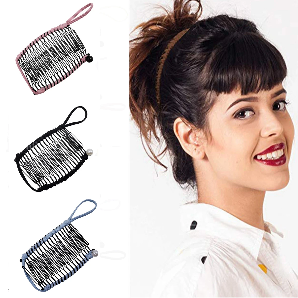 Женский зажим-банан для тонких волос эластичный заколок гибкая винтажная