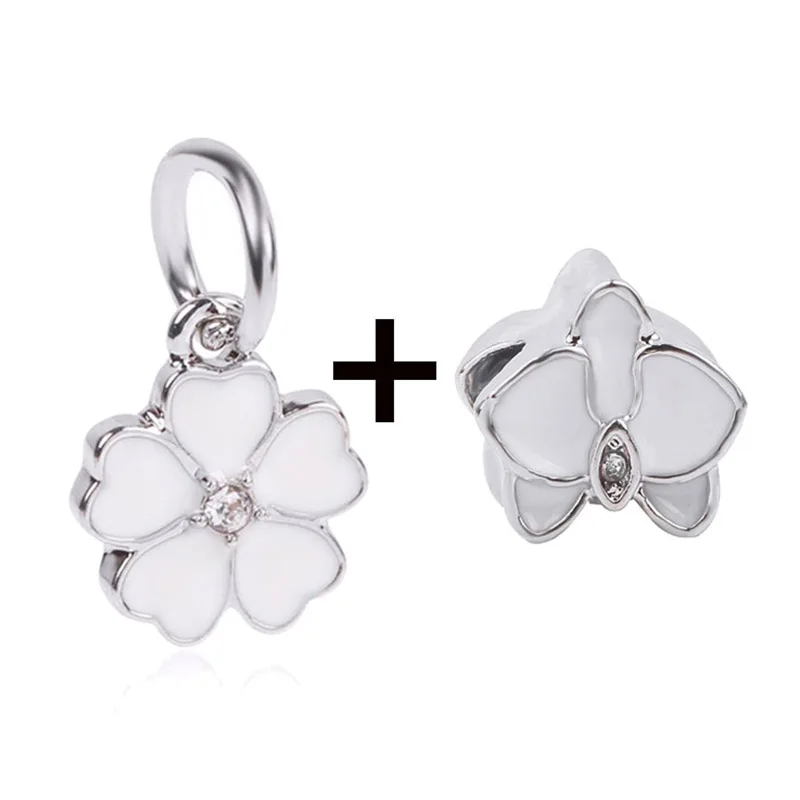 2 шт./лот 45 стилей посеребренные брендовые браслеты с белым цветком вишни