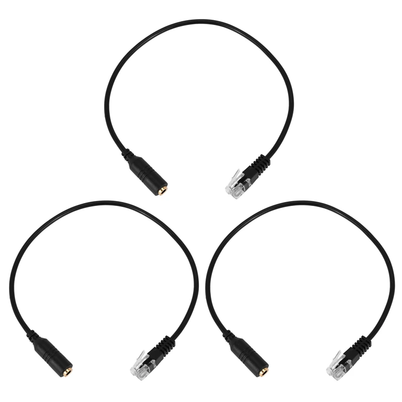 

3X 3.5Mm Plug Jack To RJ9 For Iphone Headset To For Office Phone Adapter Cable