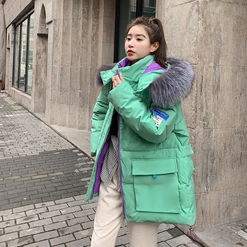 Women's Winter Coat Super Hot Mid Length Hooded Padded Jacket Luxury Parka Korean Fashion Cheap Wholesale Snow Outercoat New