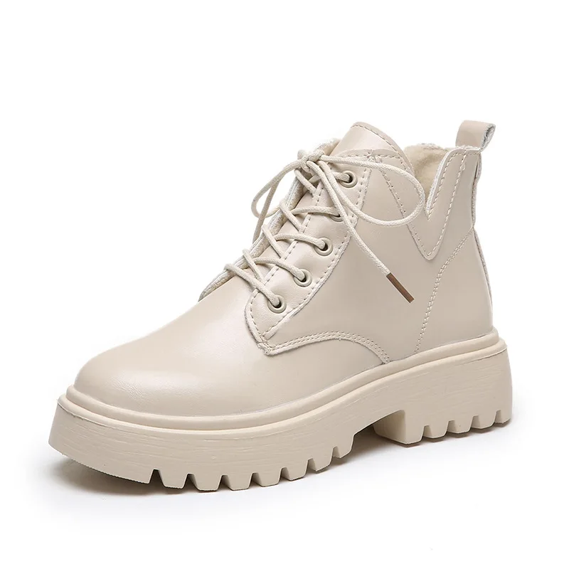 2022 Autumn Winter Boots Women Ankle Boots Keep Warm Leather Snow Boots Fashion Gothic Shoes Rubber Sole Ankle Boot for Women