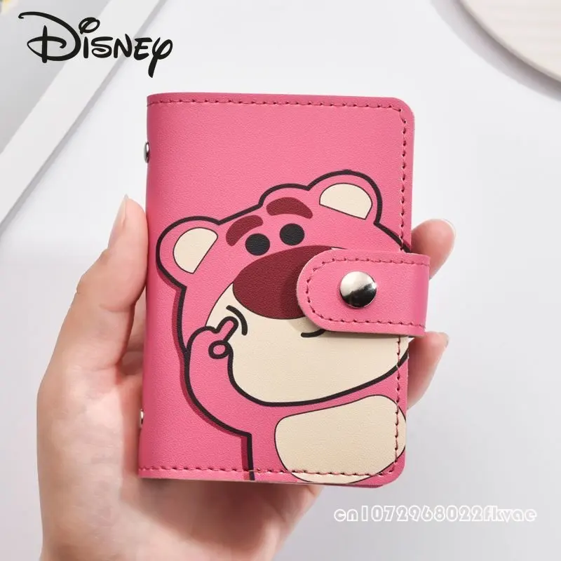 Disney Strawberry Bear New Multifunctional Card Bag Large Capacity Multi Slot Card Holder Cartoon Cute Women's Bank Card Bag
