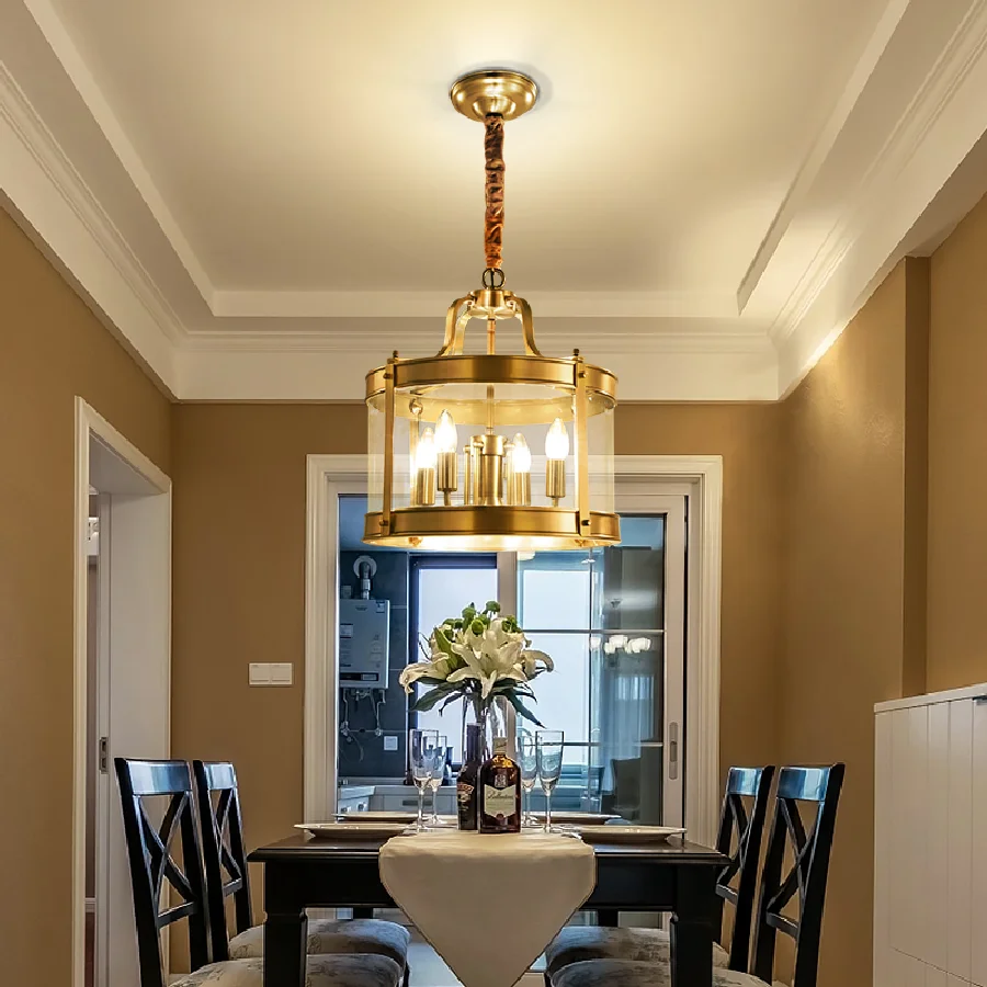 

Luxury Copper Pendant Lamp European Classical Chandelier LED Hanging Lights For Bedroom Living Dining Room Kitchen Island Light