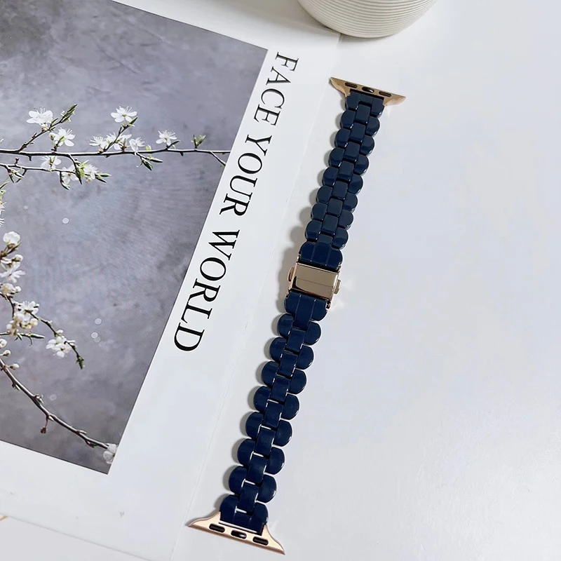 Resin strap for apple watch 7 band 41mm 45mm 44mm 40mm 42mm/38mm correa smartwatch Loop bracelet for iwatch series 6 se 5 4 3 2