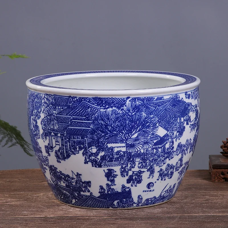 

Керамический горшок для растений Азиатский синий белый 12 дюймов