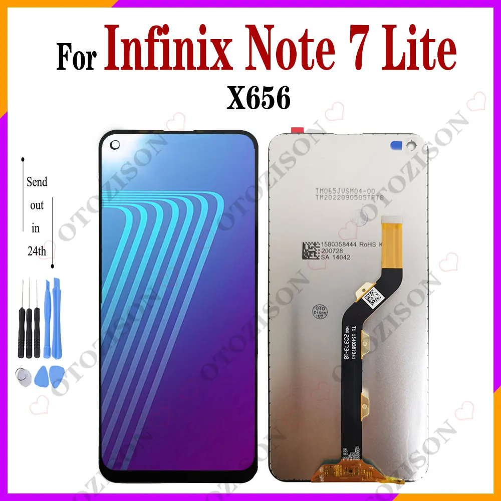 ЖК-дисплей 6,6 дюйма с рамкой для Infinix Note 7 Lite X656, ЖК-дисплей с сенсорным экраном и дигитайзером в сборе для Infinix Note 7 Lite, замена