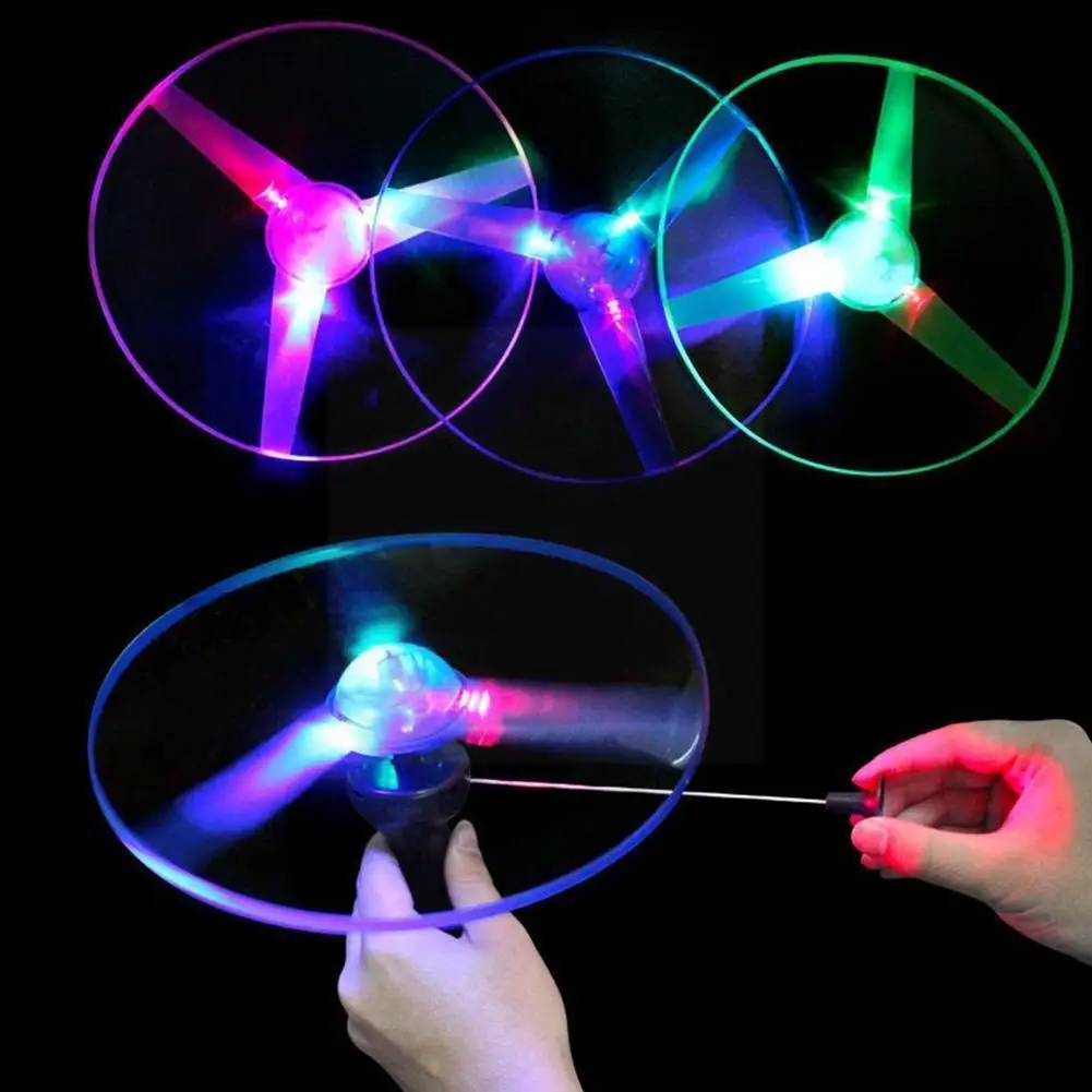 

Handle Cable Flywheel Cable Flying Saucer With Lights Educational Toy Outdoor Toy Pull Wires Freedom Drawstring For Kids Gi Y1H2