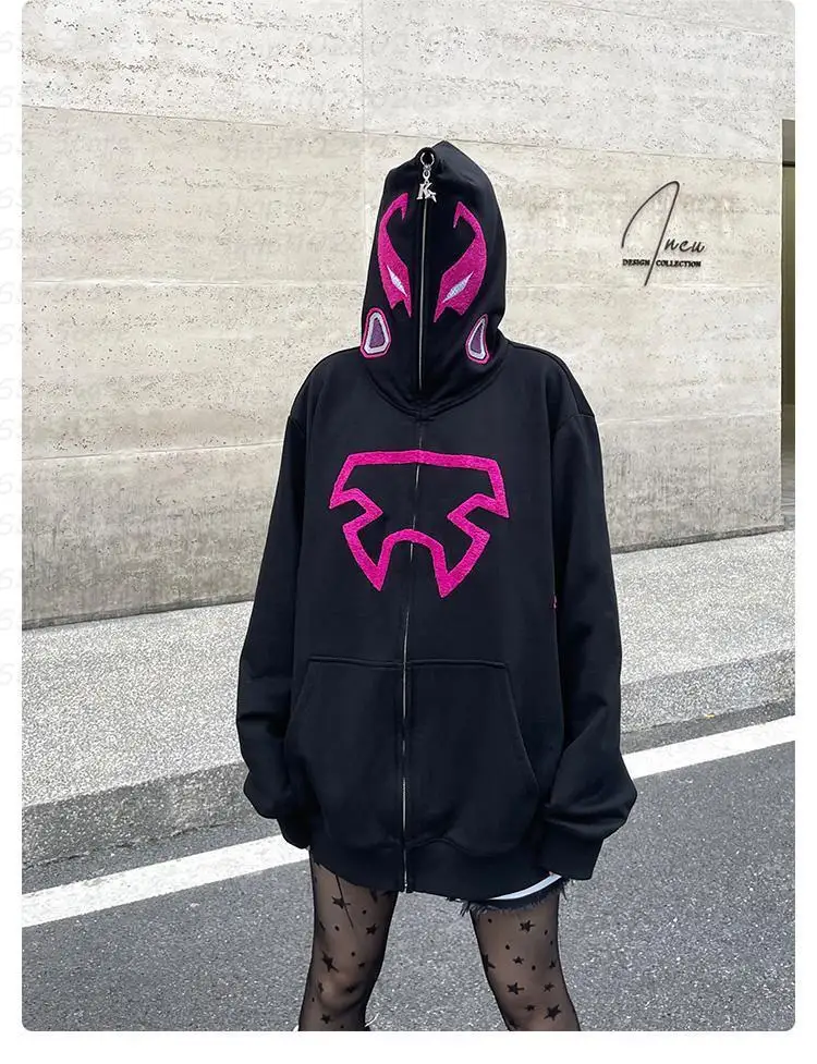 

y2k Spider Print Hoodie Women Pullover Sweatshirt High Street Retro Loose Hip Hop Punk Dance Winter Clothes Long Sleeve Tops Emo