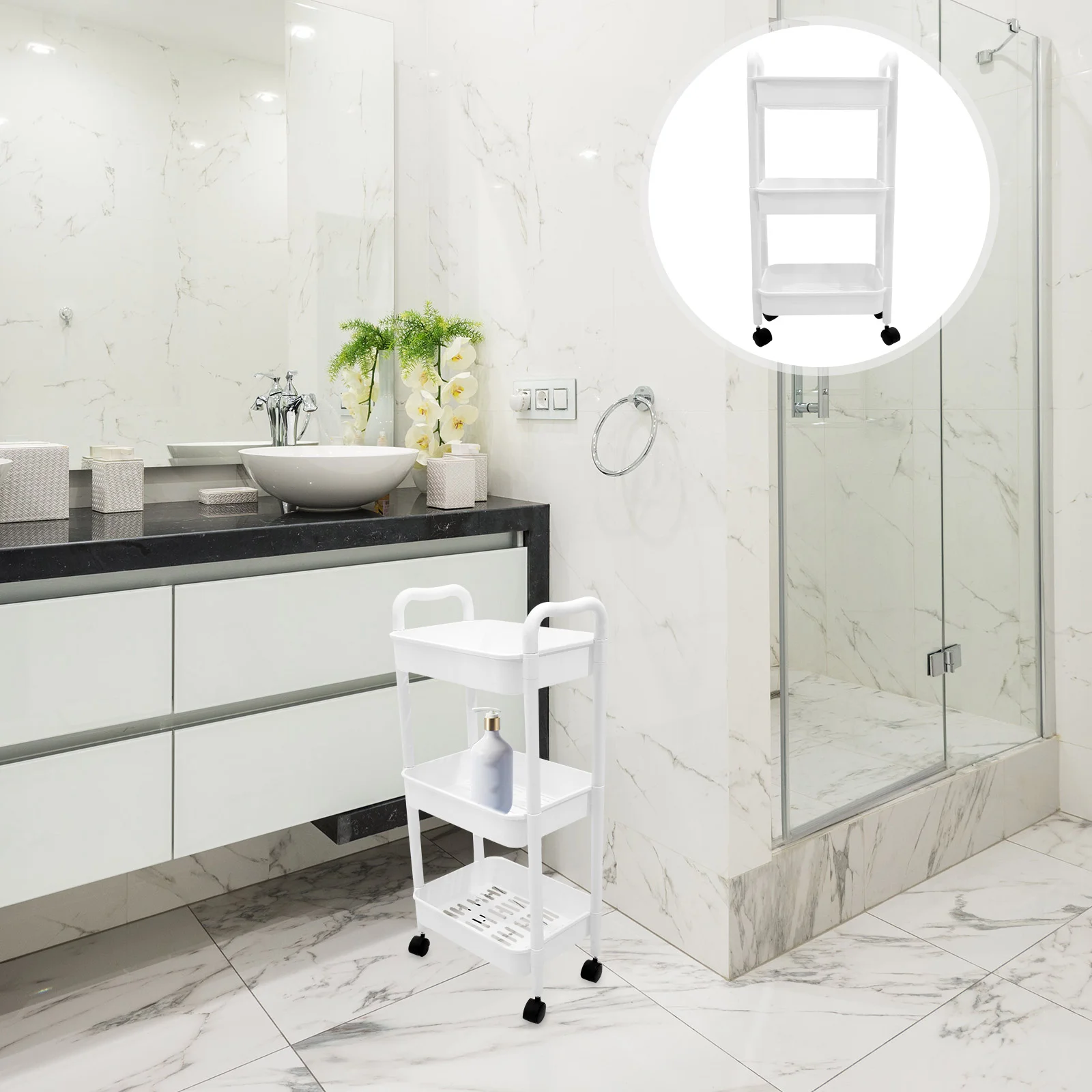 Мобильная стойка для хранения тележка корзина книжная полка на колесиках