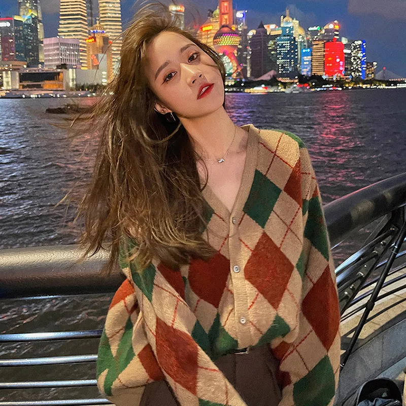 

Autumn Winter Women's Sweater Jacket Cardigan Knitting Sweet Loose Elegant Fashion College Style New Long-sleeved Sweet Jacket