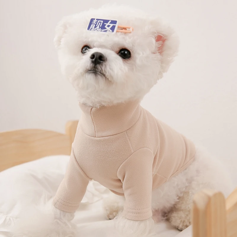 

Pet Dog Bottoming Shirt Classic Solid Color Dog Clothes Warm Winter Clothes Than Bear House Clothes Puppy Soft Two-legged Clothe