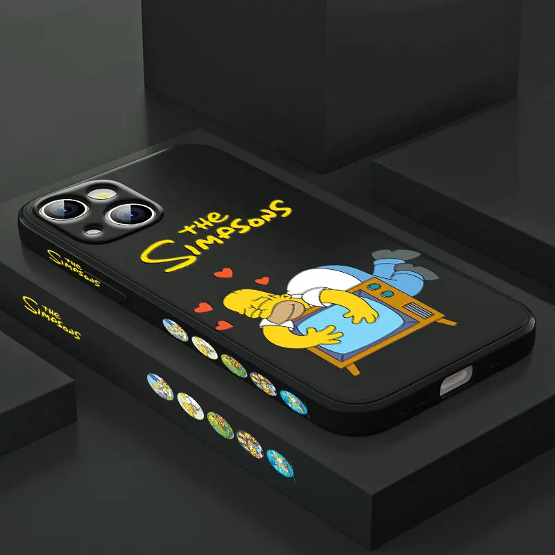The Simpsons Homer Case For Apple iPhone 14 13 12 Mini 11 Pro XS MAX XR X 8 7 6S SE Plus Liquid Left Rope Phone Cover Core Capa 
