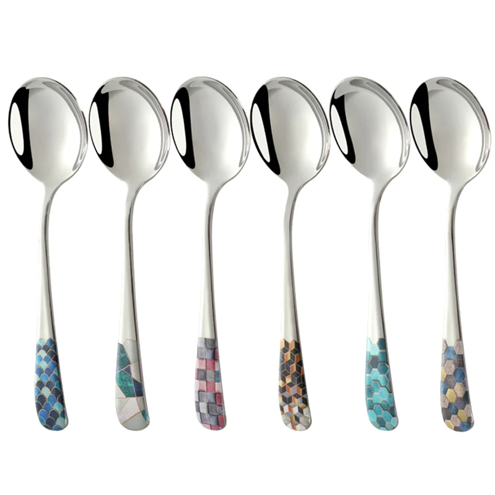 

Spoon Spoons Stainless Stirring Metal Mixing Coffee Steel Soup Ice Dessert Tea Cream Decorative Reusable Condimentdinner