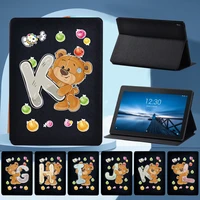 tablet stand case for lenovo tab e10 tb x104ftab m10 x605f x505ftab m10 plus x606f x pu leather bear print portable cover