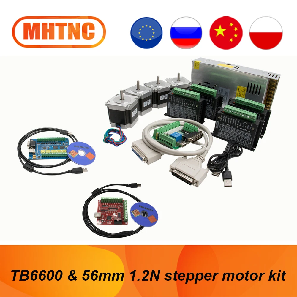 4 комплекта 56 мм 175 нм 3A Nema23 500 ozin двигатель постоянного тока &amp TB6600 4A микрошаговый