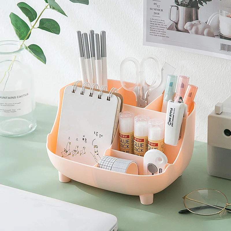 

6 Grids Desktop Storage Box Pen Holder Stationery Organizer Multifunctional Makeups Pencil Storage Box for Home School Office