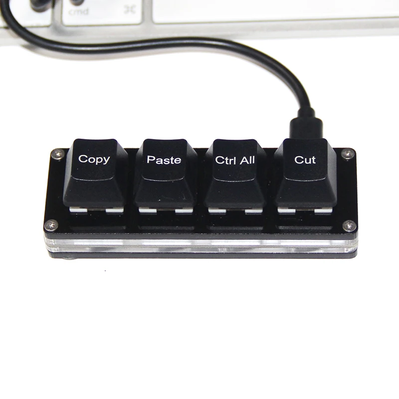 Custom shortcut keypad 4 keys copy paste cut all select mini USB mechanical keyboard editable |