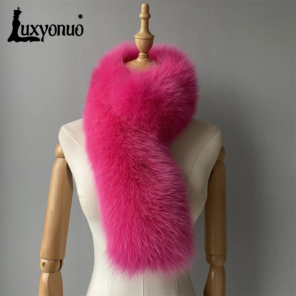 Женский шарф из натурального Лисьего меха Luxyonuo зимний толстый теплый воротник