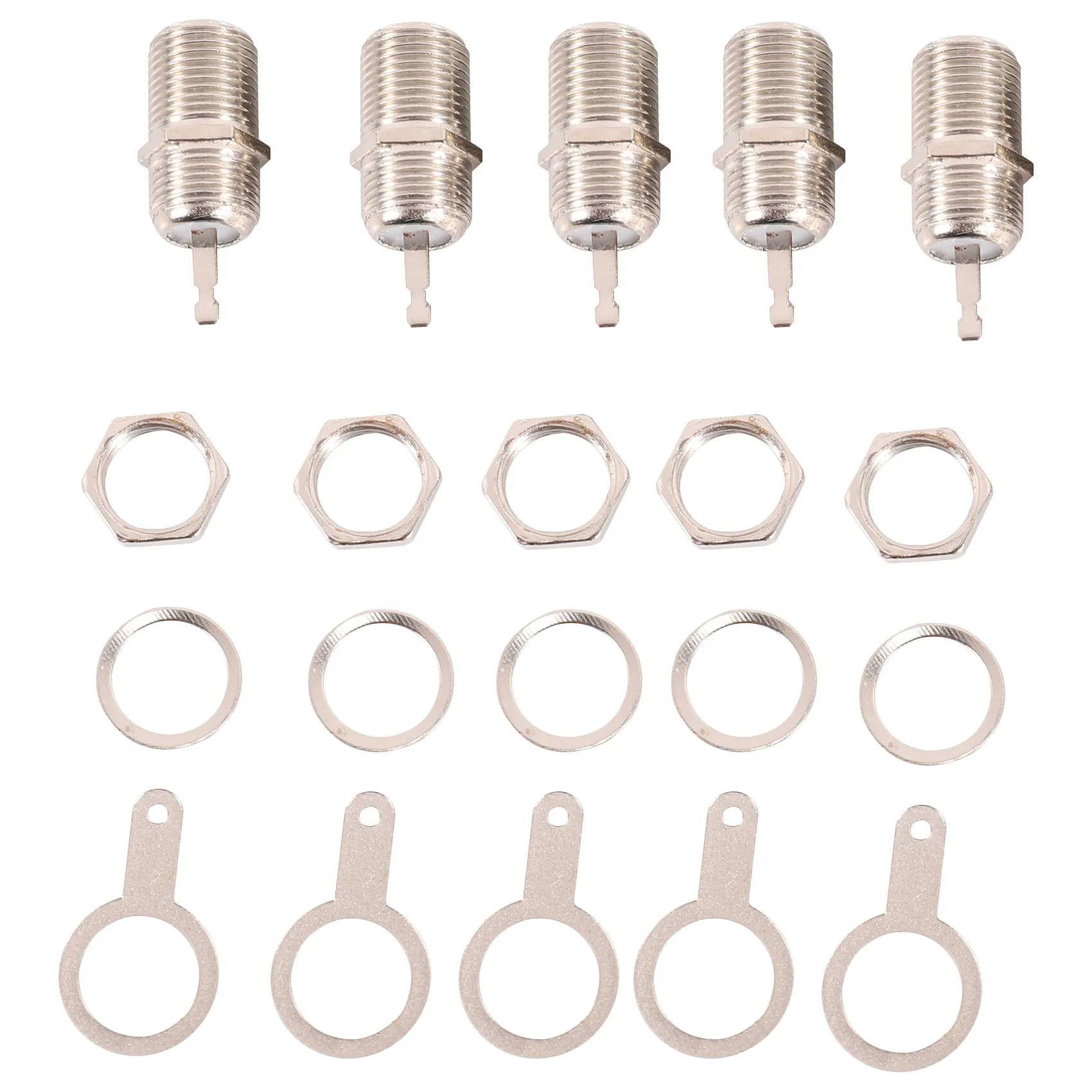 

5 Pcs F Type Panel Mounted Socket Female Solder Connector Adapter