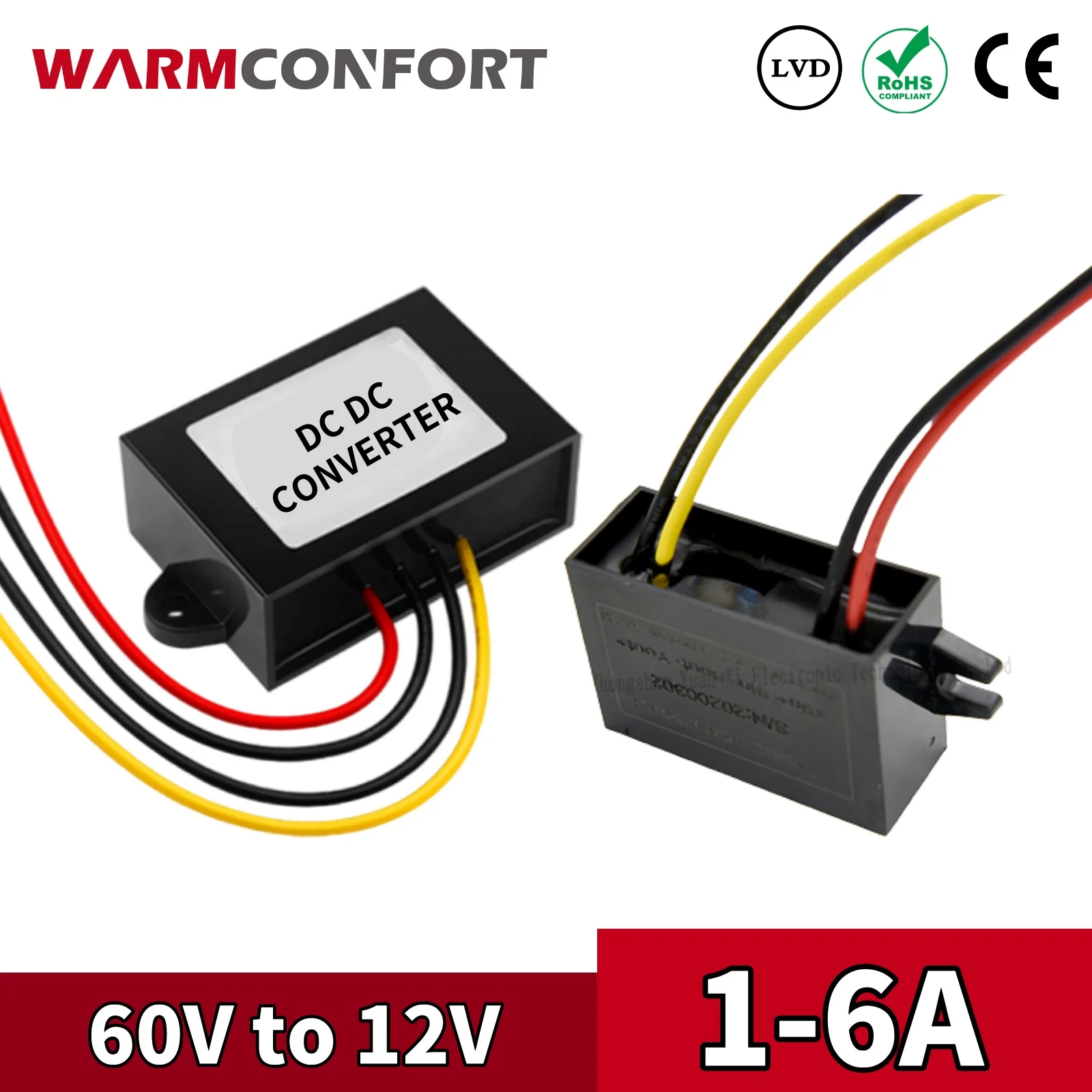 

60V to 12V 1A 2A 3A 4A 5A 6A DC DC Converter Step-down Buck Car Truck Vehicle