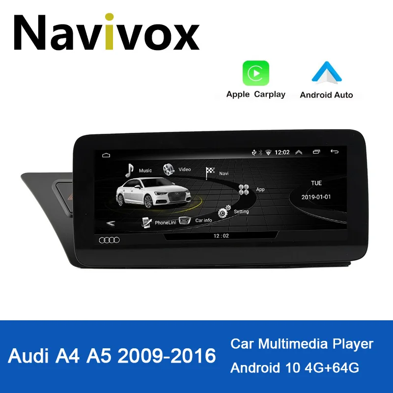 

Navivox Car Mutimedia Video Player Universal Radio Touch Screen For Audi A4 A4L B8 A5 2009-2016 Bluetooth Wifi GPS Navi Carplay