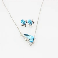 silver earrings jewellery set gift crystal butterfly bracelet pendant necklace