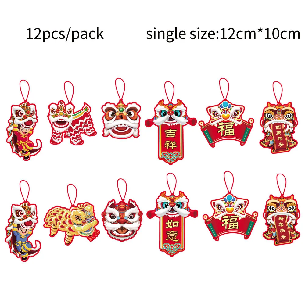 

New Year Decorations 2022 Tiger 12pcs/pack Lunar New Year Decorations Red Envelope Chinese Knot Hanging Ornaments
