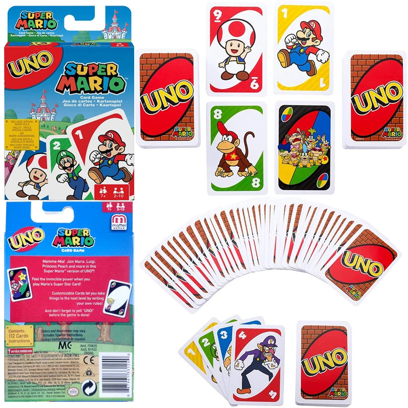 

Super Mario Bros UNO Card Gamed Anime Board Game Cartoon Family Funny Entertainment Poker Playing Cards Games Childrens Toy Gift