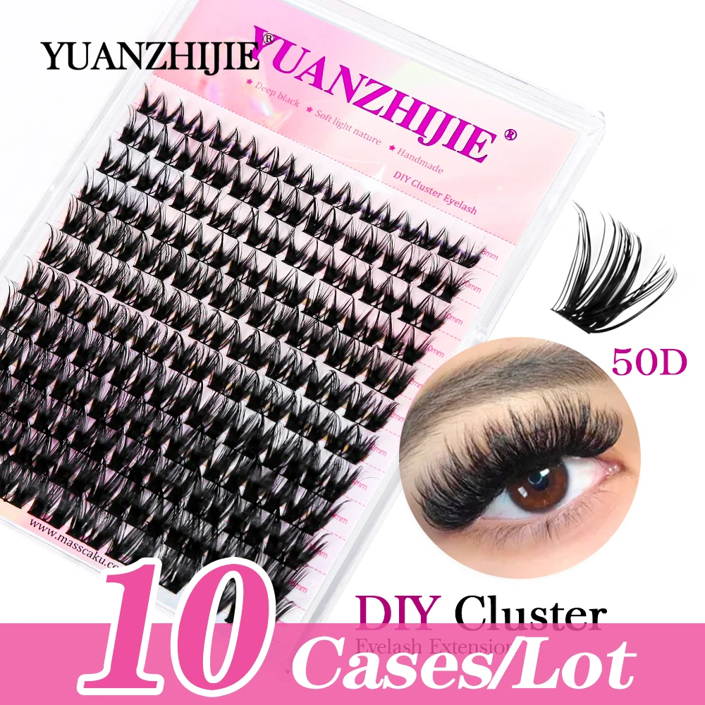 

10cases/lot YUANZHIJIE Eyelashes Thick DIY Segmented Lashes Nature Long-lasting Bond and Seal Spare Daily Stable Makeup Tools