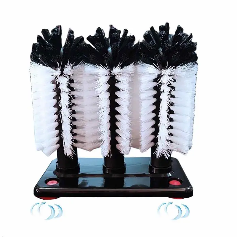 

Triple Brush Glass Washer With Suction Cup Base Prevent Breaking Wine Glasses Brush Cleaner For Bar Household Tools