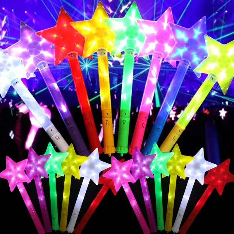 

1/2PCS LED Star Flash Stick Colorful Glow Stage Cheering Stick Decoration Prop Christmas Wedding Party Glow in The Dark Supplies