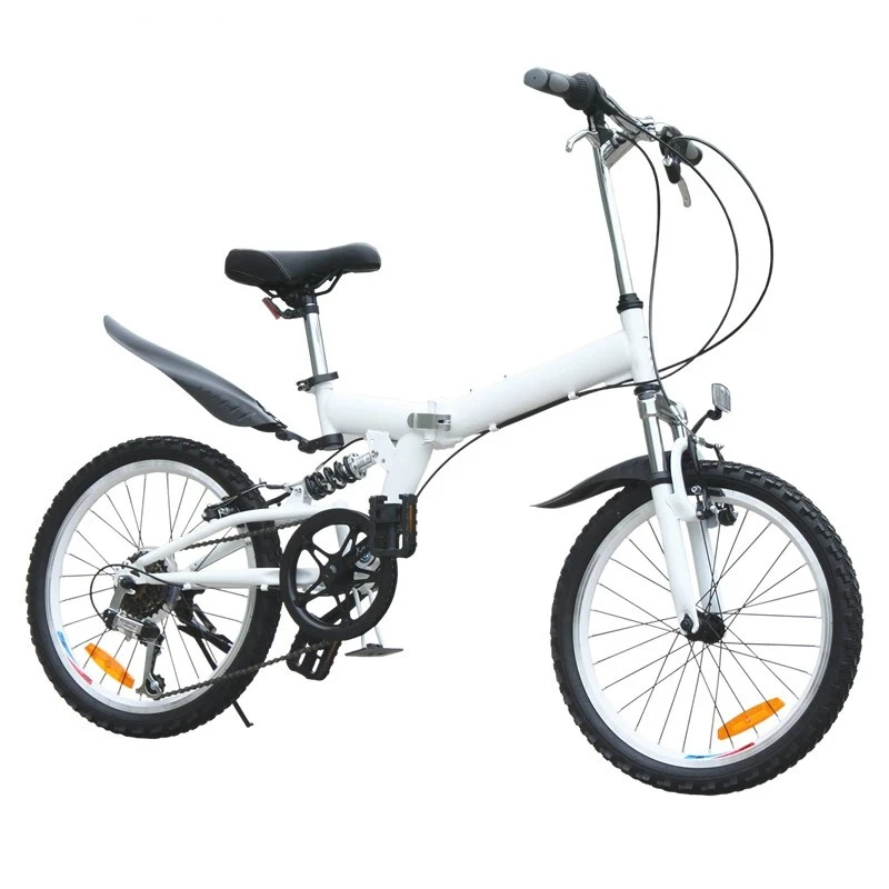 

20 Inch Folding Bicycle High Carbon Steel City Bike for Cycling 6 Speed Frond and Rear Suspension Mountain Bike