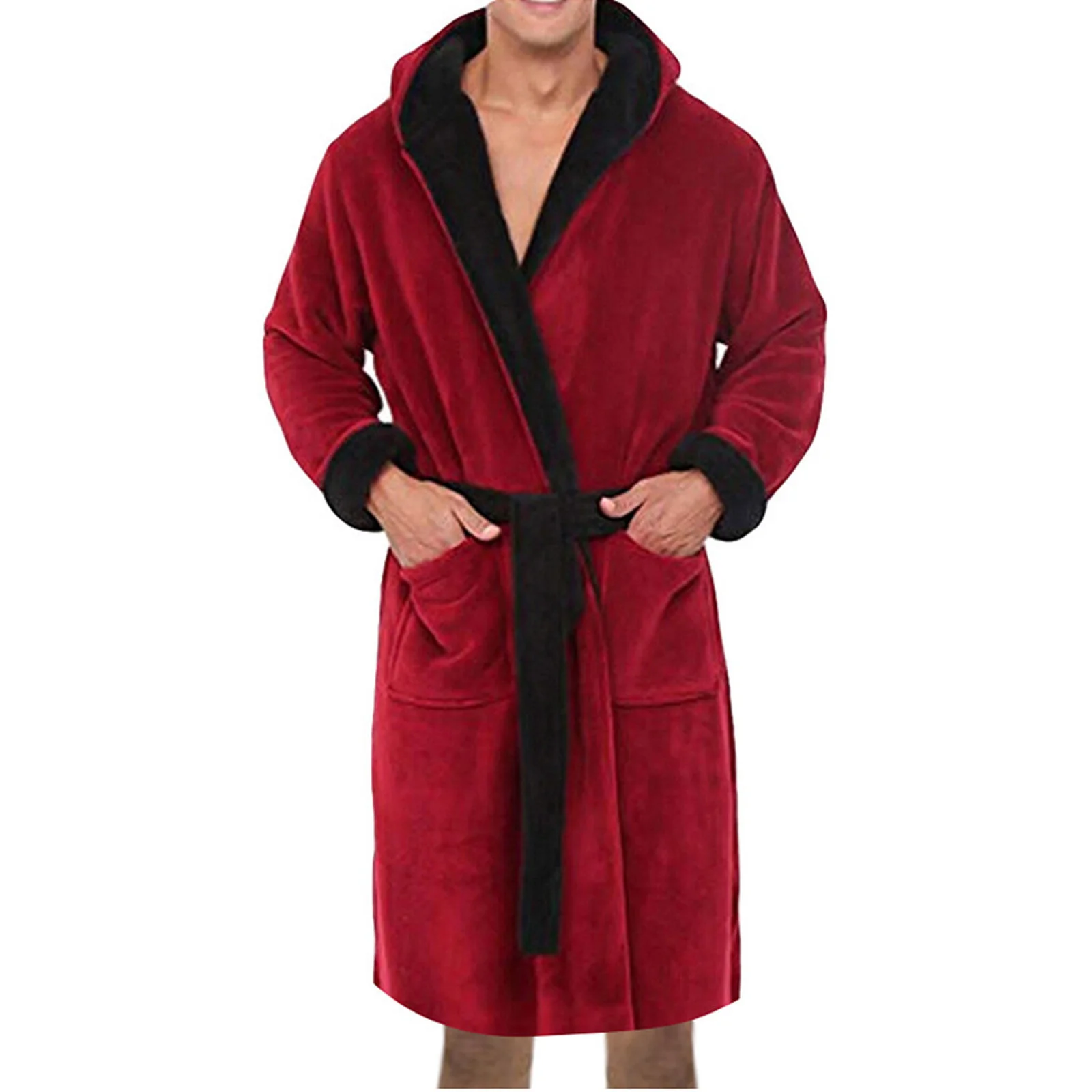 

ot Sale Men's Winter 2021 Warm Robes Sleepwear Tick Lentened Plus Sawl Batrobe Kimono ome Clotes Lon Sleeved Nitown