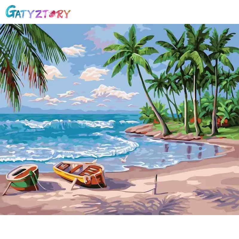 

GATYZTORY Sea Landscape Painting By Numbers For Adults Handmade Modern Home Decor Wall Artcraft Unique Diy Gift