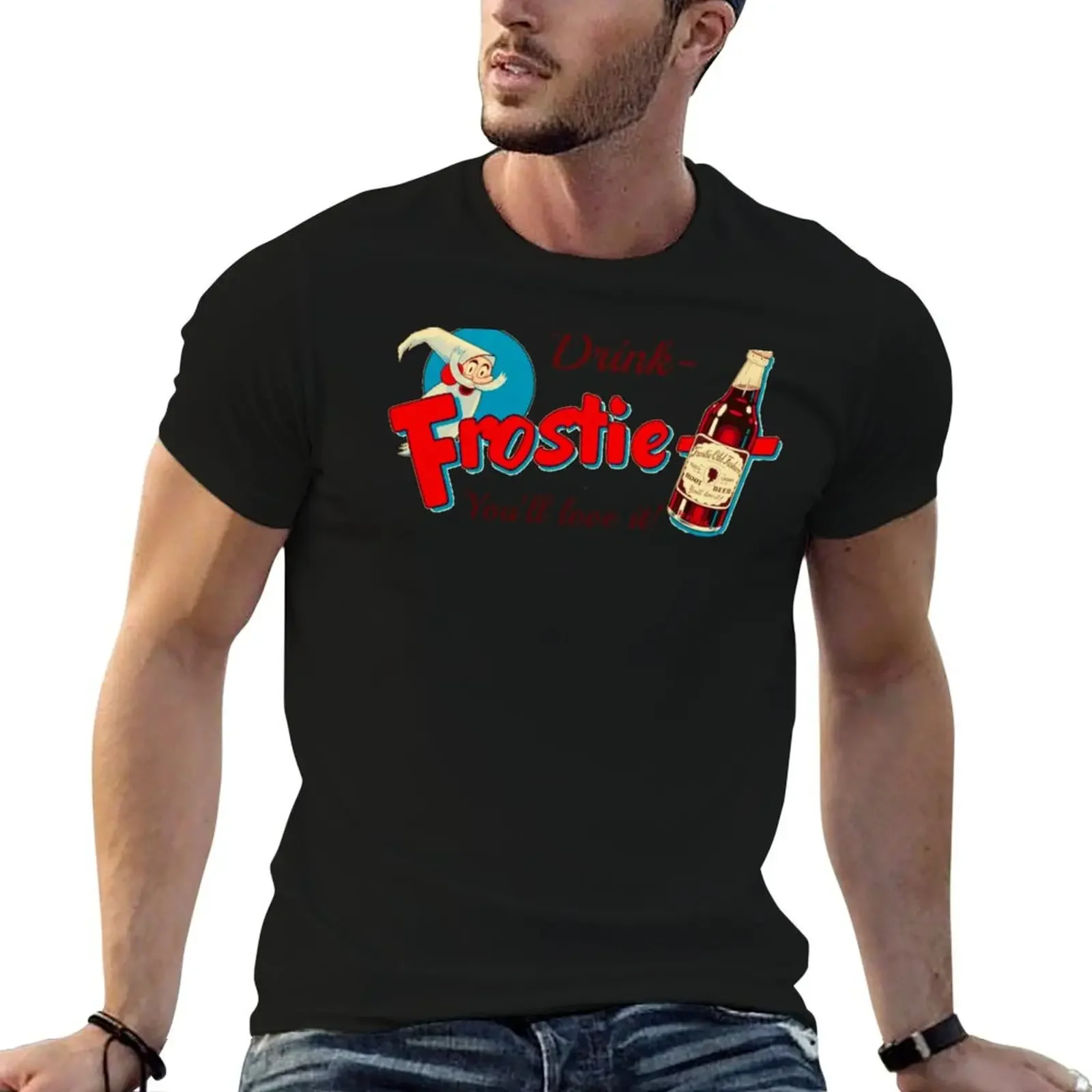Винтажная футболка Frostie Root Beer Design заготовки для пота мужская одежда
