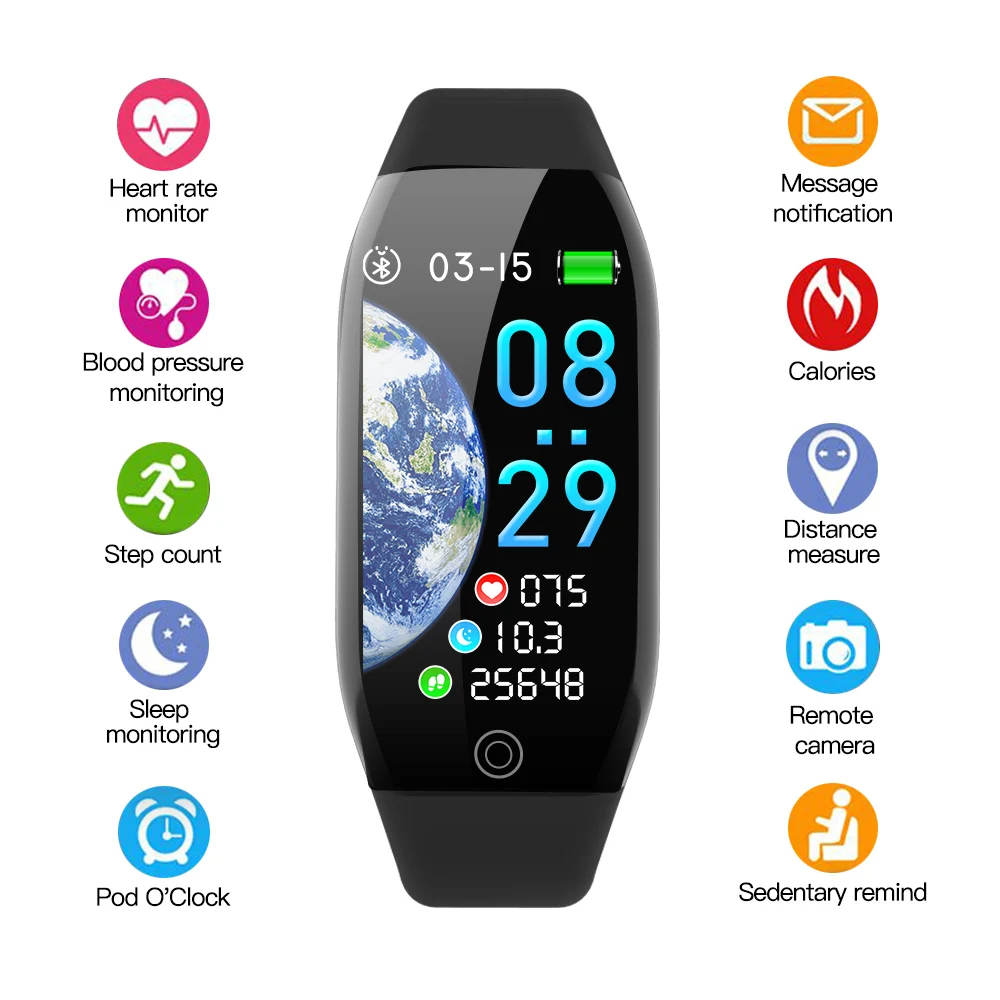 Фото Умный браслет Bigwei 1,14 дюйма, цветной экран, пульс, кислород в крови, Bluetooth, спортивные часы, фитнес-трекер, умный браслет для здоровья №4