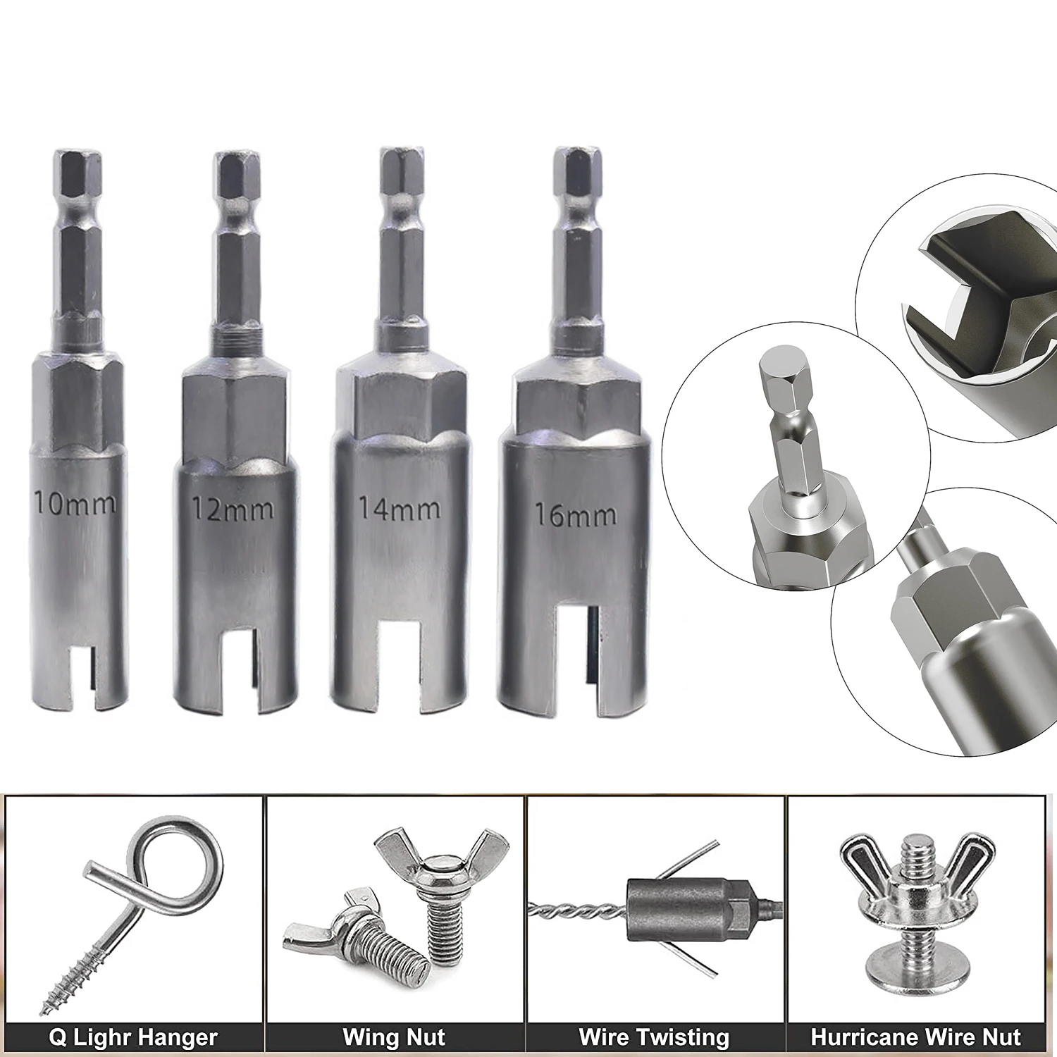 

Butterfly Bolt Socket Wrench Hex Shank Socket Adapter Nut for Power Tool Slotted Electric Screwdriver Sleeve C-shaped Hook Bolt