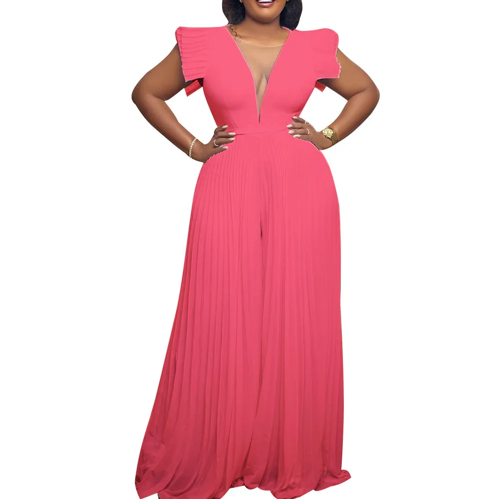 2023 Fashion Summer New Jumpsuits for Women Slim Fit Jumpsuit Solid High Waist Slim Straight Leg Wide Leg Pants Women Clothing