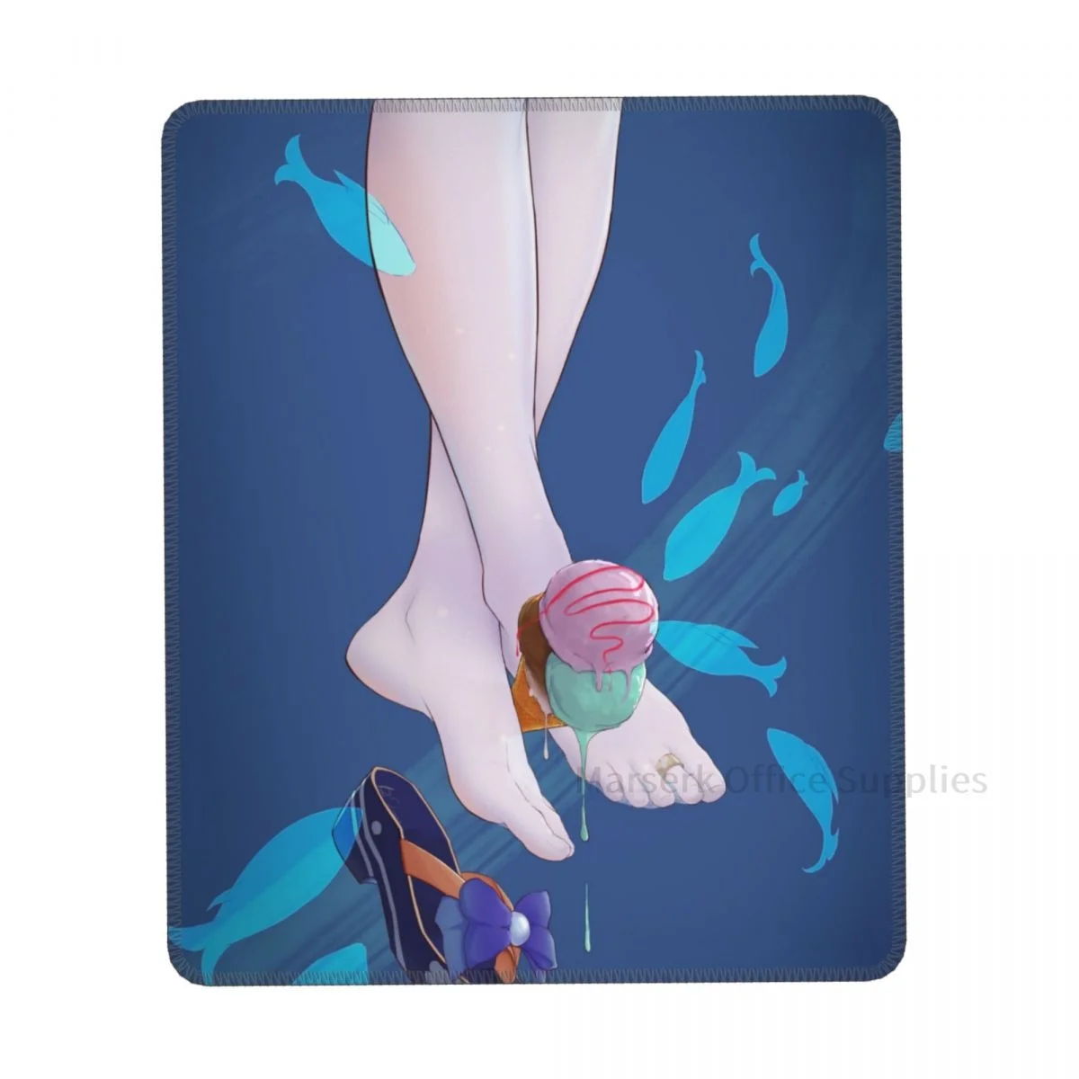 

Коврик для мыши с мороженым Sangonomiya Kokomi Genshin игровой Настольный коврик для клавиатуры креативный Настольный коврик с блокировкой границы Про...