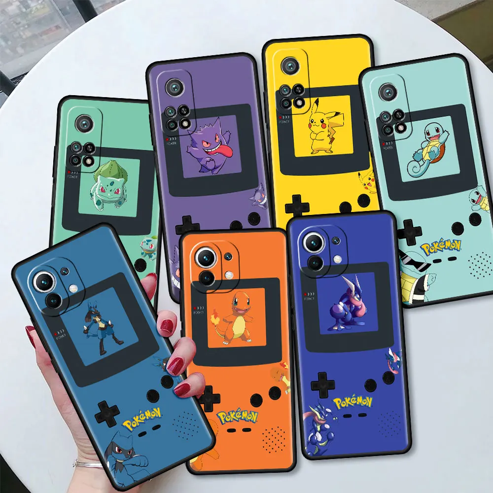 

Game Console Pikachu Black Case For Xiaomi Mi 11 12 Lite 5G NE 12T 10 9 10T 12S 11T 9T Note 10 Lite Soft Funda Phone Cover