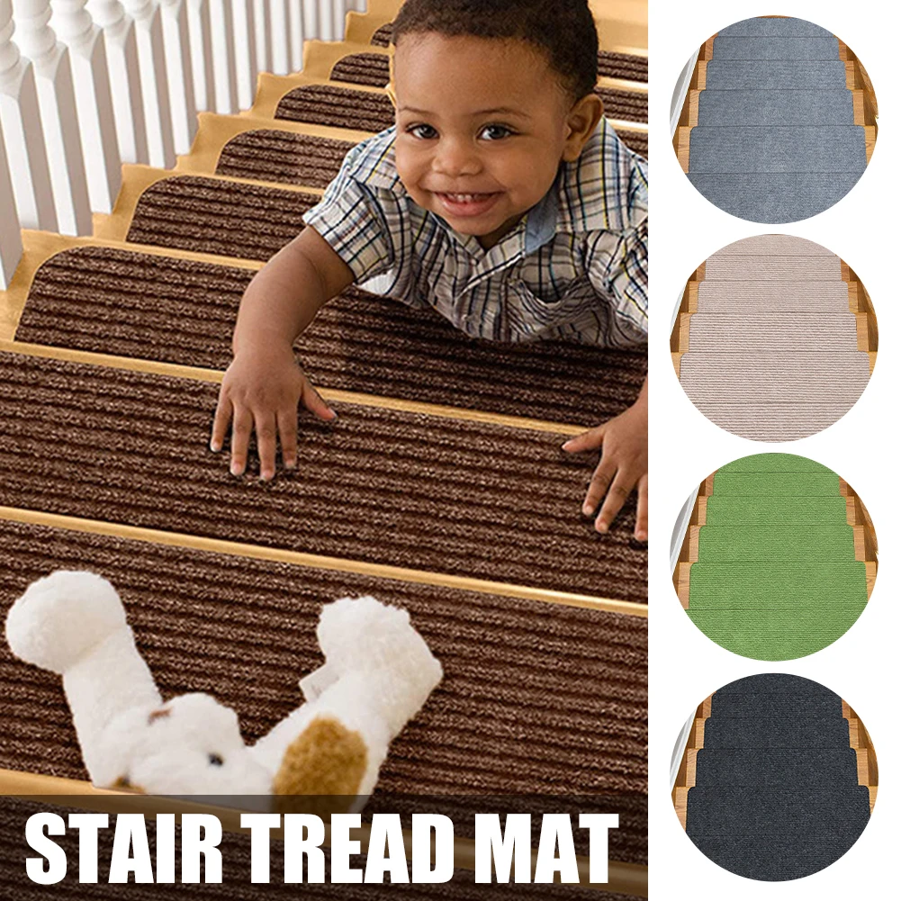 

Stair Tread Carpet Mats Anti-Slip Stepping Mat Self Adhesive Floor Mat Water Absorbing Protection Pad Machine Washable 76*20cm