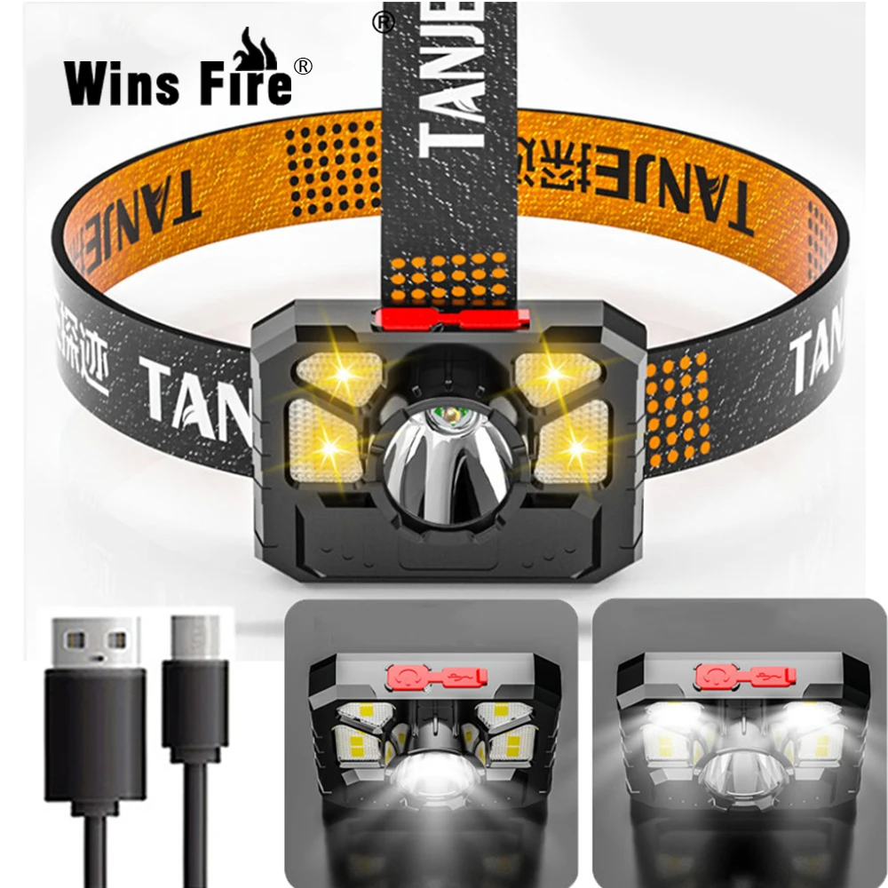 

Пятиядерный светодиодный + COB светильник Ной источник света, сисветильник супер яркий Перезаряжаемый водонепроницаемый налобный фонарь дл...